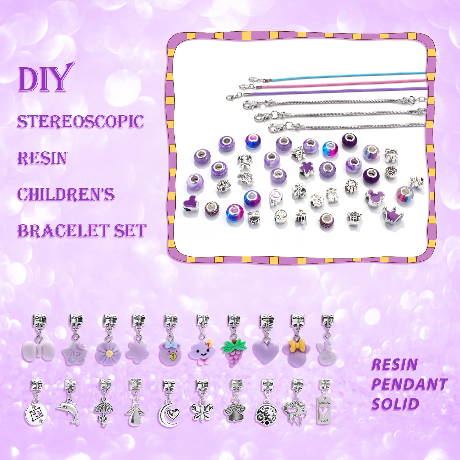 Children's Handmade Jewelry DIY Crystal Beaded Pendant Children's Jewelry Set Gift Box toys for girls