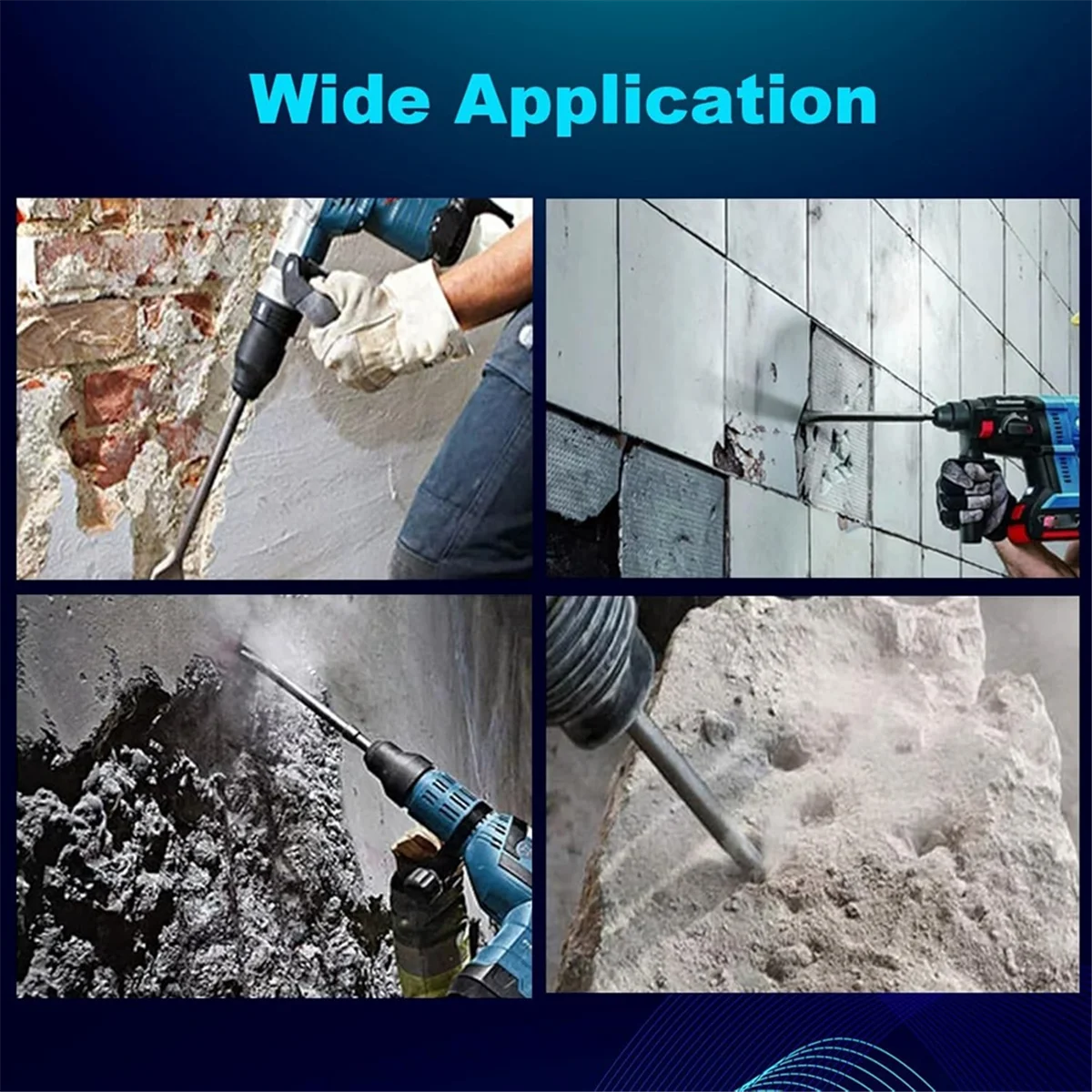 AA98 24-Inch SDS Max Set, 1 Inch Flat Chisel and Point Chisel, Tile Removal Tool for SDS-Max Hammer Drill Attachment