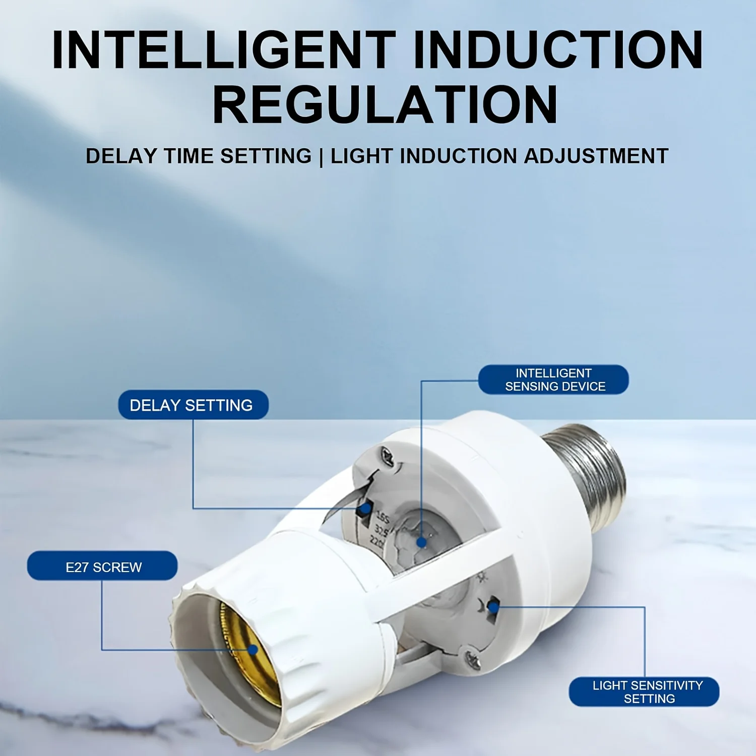 

E27 Motion Sensor Socket Adapter - Auto On/Off, Converts Bulb to Smart Light, No Wiring Needed, Compatible with LED CFL Bulbs