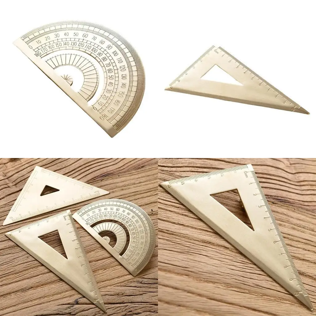  Geometry Scale Ruler Painting Drawing Tool Brass Drawing Protractor for School