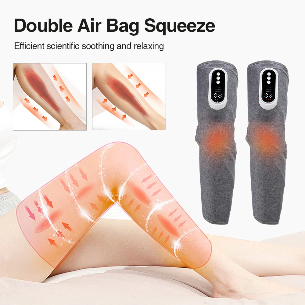 2 Stück elektrisches Bein massage gerät Luft kompression heizung 3 Massage modi Oberschenkel Wade und Knie 360 ° Allround-Paket USB-Aufladung