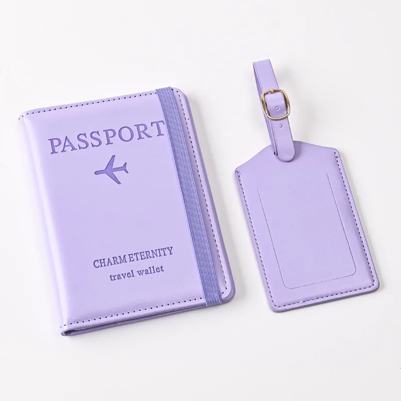 

PU Passport Holder Wallet for Women Men with Luggage Tag Ticket Clip ID Card Holder Travel Accessories