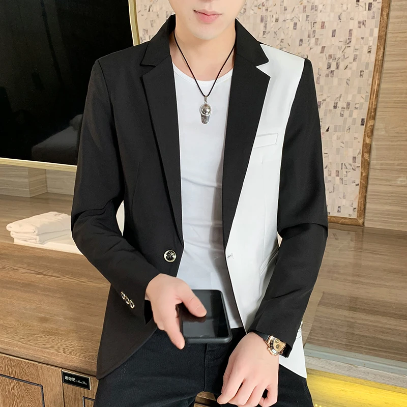 

New Casual Korean Tops Small Suits Blazers Spring And Autumn Business Color Patchwork Slim Fit Jacket Outwear Short Single Coats