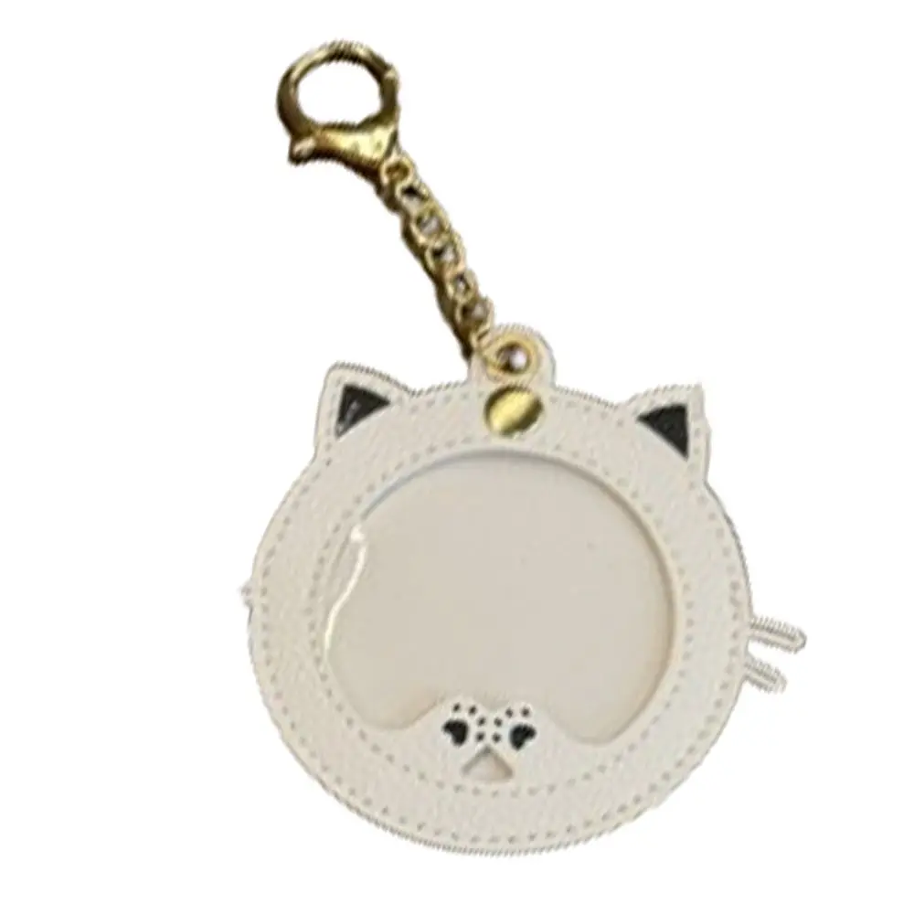 

Mini Badge Display Pouch Cat Shape Cartoon Anime Badge Storage Bag Pu Leather Clear Window Key Chain Pendant Student