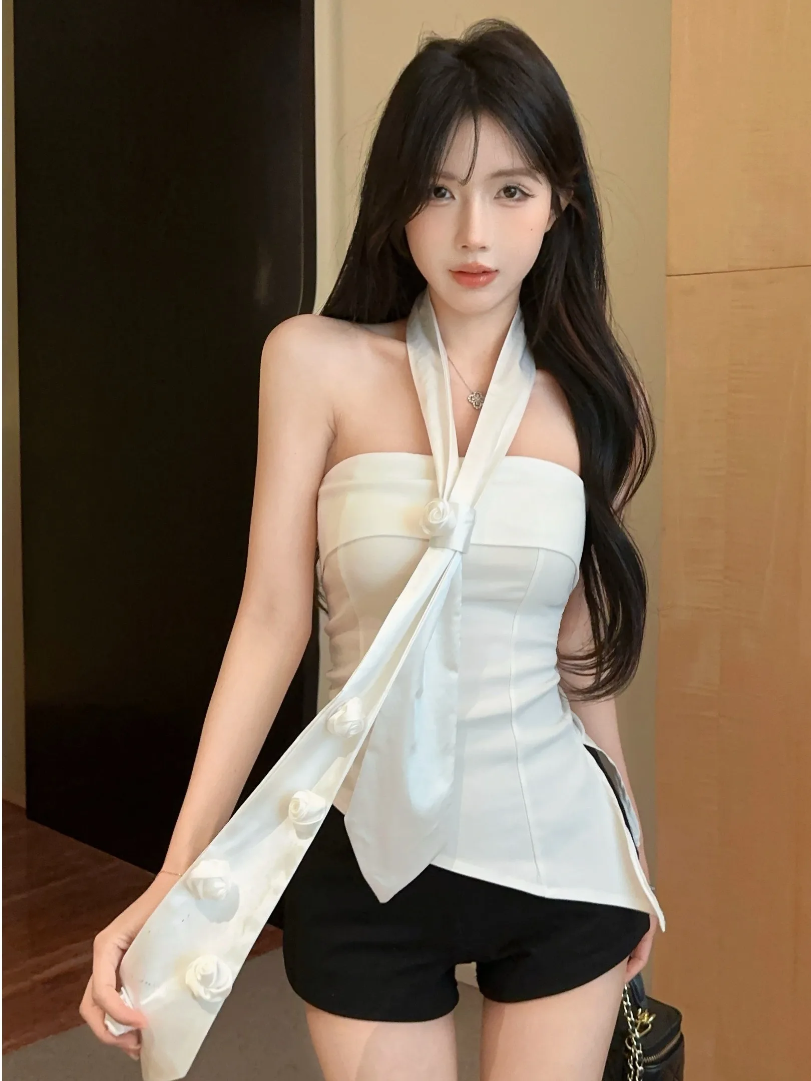 Ele Pure Desire Design Netie oulder Bared Tube Top غير النظامية شق الخصر Cinching Base Layer Ba Top #3