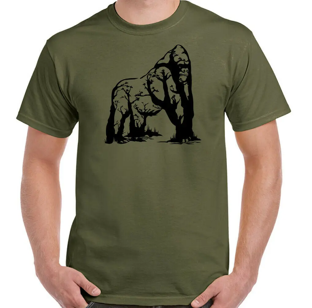 Gorilla T-Shirt Ecology Herren Abstrakt Wild Tier Primat Ökologisch Peta Top