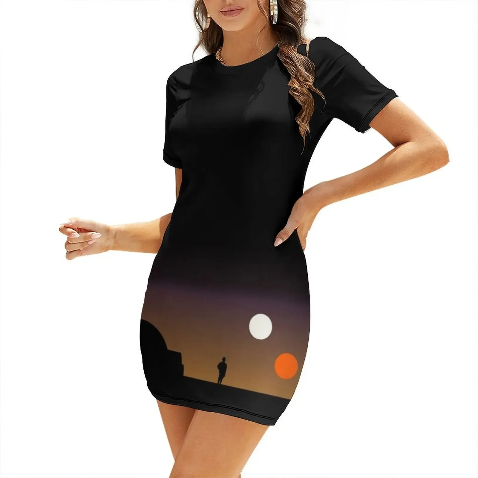 

The Double Sunset... Short-Sleeved Dress evening dress woman beach dress dresses for woman birthday