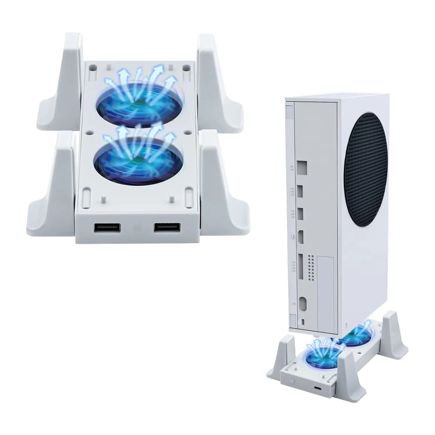 Vertical Stand with Cooling Fan for Xbox Series S, Romovable Cooler System with Extra 2 USB Ports for Xbox Series S Console