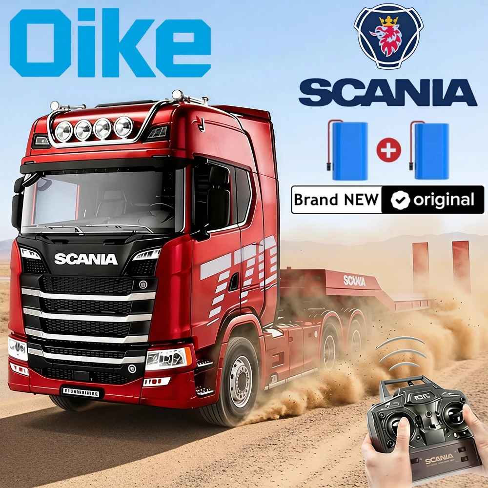 Oike Remote Control Lorry Car RC Semi Trailer Heavy Duty Tractor Transport Truck Radio Vehicle Toy Scania 770S Model HUINA 1501