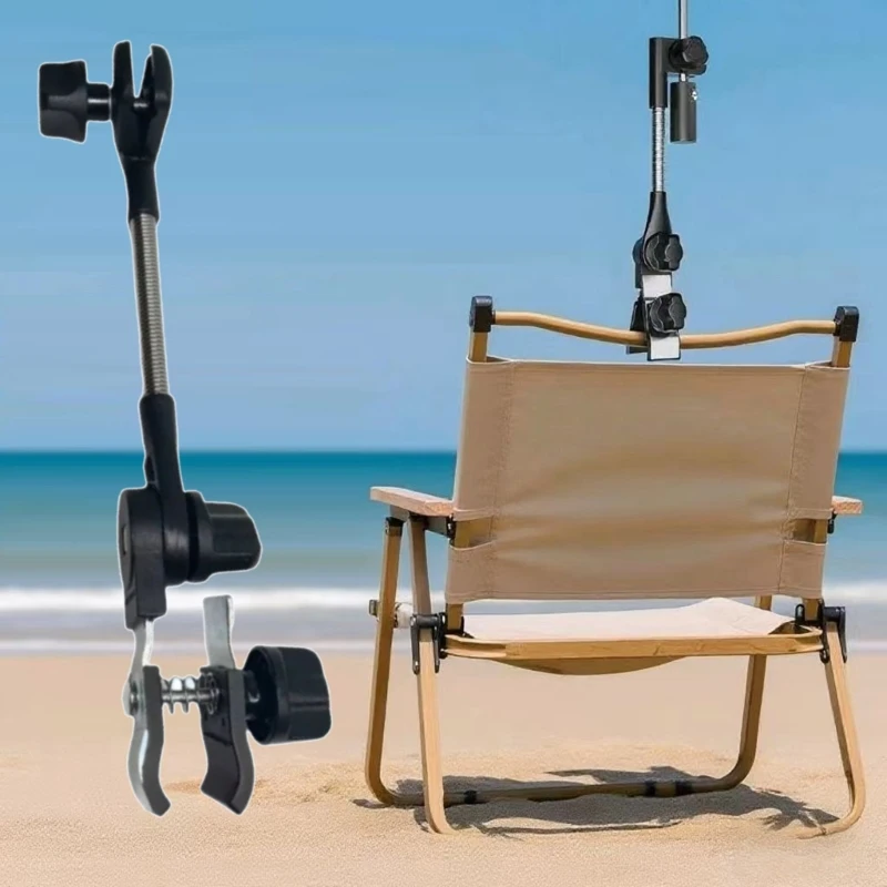 Fishing Chair Umbrella Mount for Outdoor Cover, Adjustable Arm Bracket with Spring Base Clip and Manual Knobs, Single X7JD