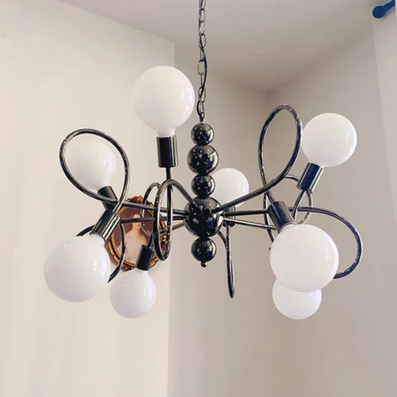 

Light French Cream Style Pearl Black Minimalist Italian Caramel Elegant Romantic Retro Vintage Living Room Pendant Light