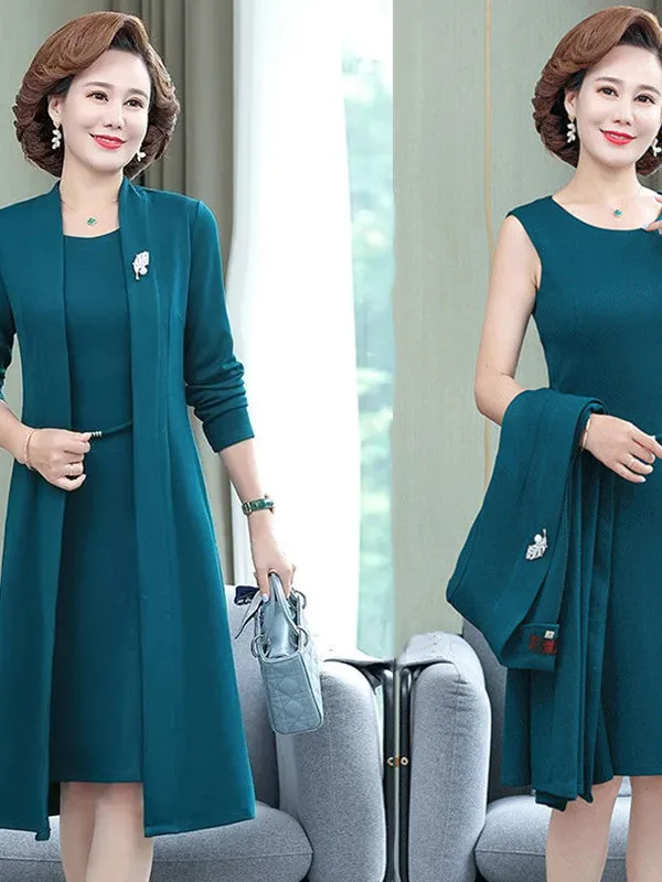 

Осенний комплект Mom's Faion из двух предметов, повседневный женский кардиган средней длины из полиэфирной ткани V-Ne Long Sve