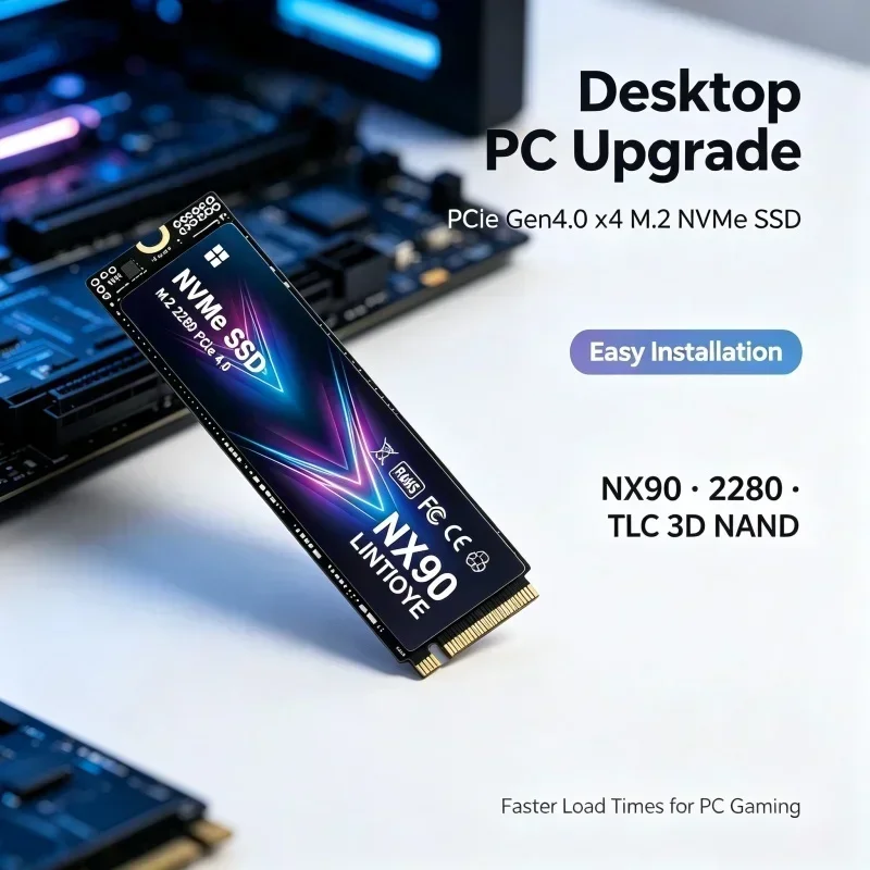 NX90 LINTIOYE M.2 2280 PCIe 4.0 NVMe SSD 500GB/1TB/2TB/4TB, up to 3500MB/s, Solid State Hard Drive Disk for Desktop and Laptop.
