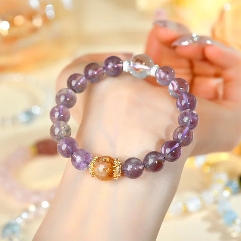 

Natural Purple Yellow Asai White Iridescent Women'S Romantic Bracelet