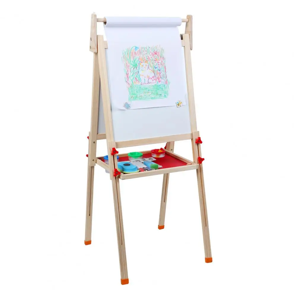 

Art Easel, Wooden Easel with Paper Roll, Height Adjustable Magnetic Double Sided Easel, Dry Erase Board