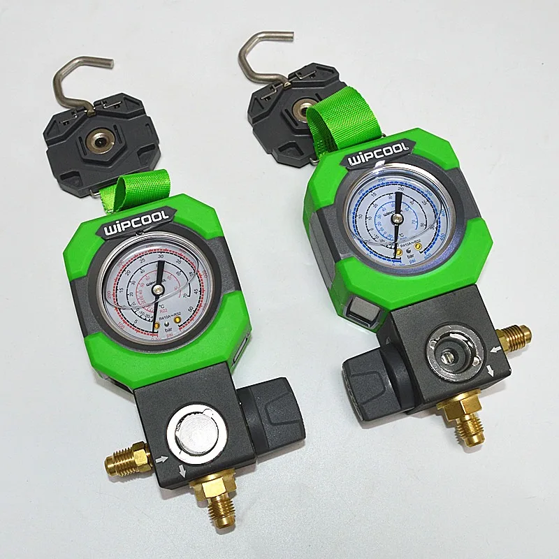 Vibon fluorine gauge, MG-2K dial oil and liquid filled dual gauge set, R410A refrigerant snow type pressure gauge