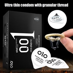 Condones ultradelgados para hombres, Juguetes sexuales para retrasar la eyaculación, sensación caliente de hielo, condón de látex, manga de pene, estimulación Vaginal, 0,01