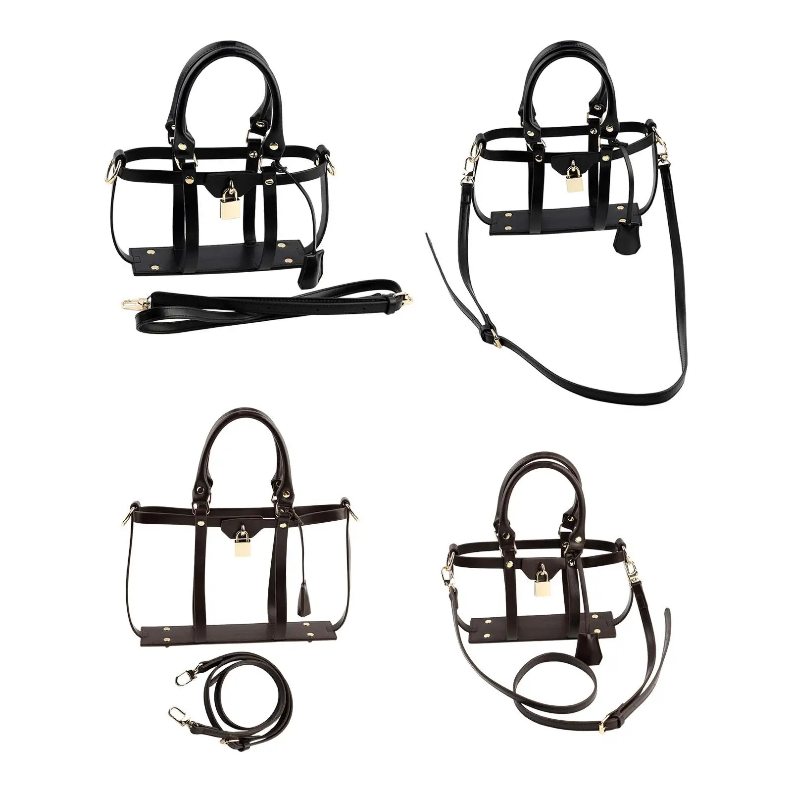 DIY Handmade Bag Accessories PU Leather Parts with Strap Lightweight PU Encasement for Birthday Working Traveling Dating Girls