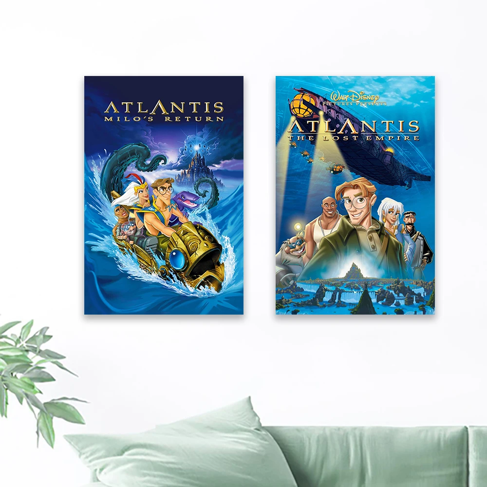 الكلاسيكية أتلانتس: الإمبراطورية المفقودة المشارك قماش اللوحة الرجعية فيلم الكرتون الرسم على لوحات القماش الجدارية يطبع ديكور غرفة نوم المنزل #1