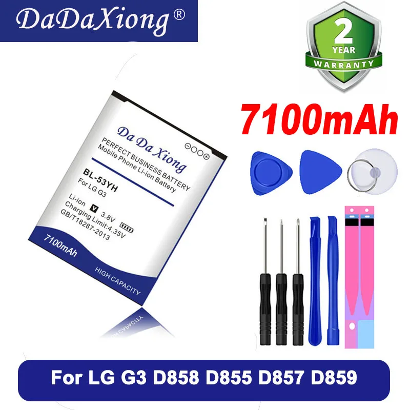 7100mAh BL-53YH BL53YH dla LG G3 D858 D855 D857 D859 D850 F400 F460 F470 F400L D830 D851 VS985 BL 53YH bateria do telefonu