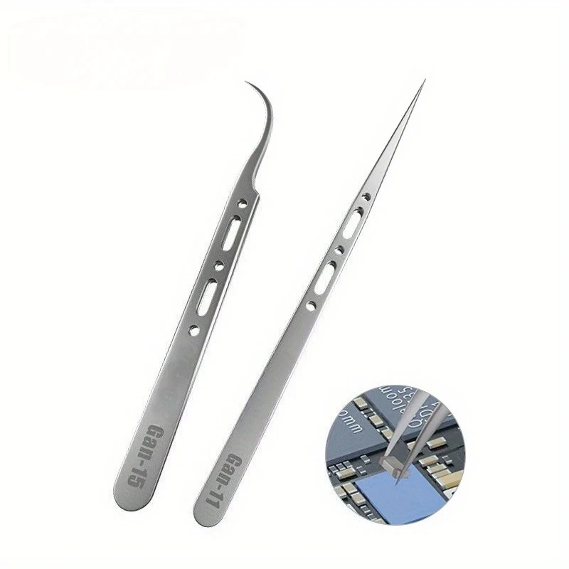 

1PC GAN-11 GAN-15 Extra Hard Non-magnetic Tweezers for Phone Repair High Precision Electronic Jump Wire Repair Tweezers