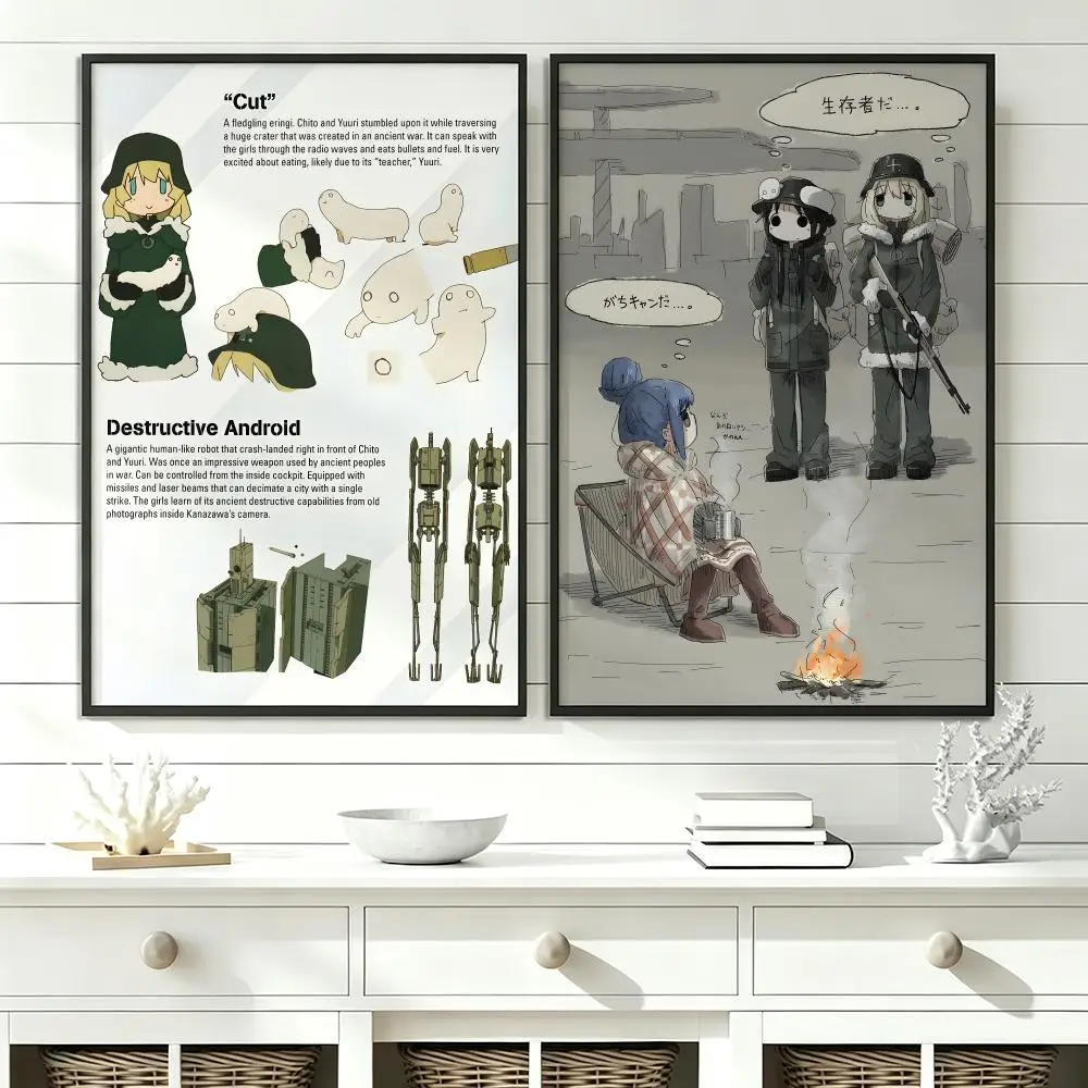 anime Girls' Last Tour Poster Poster HD Trendy SelfAdhesive Wall Art Print For Living Room Bedroom Dorm Office Home Gift