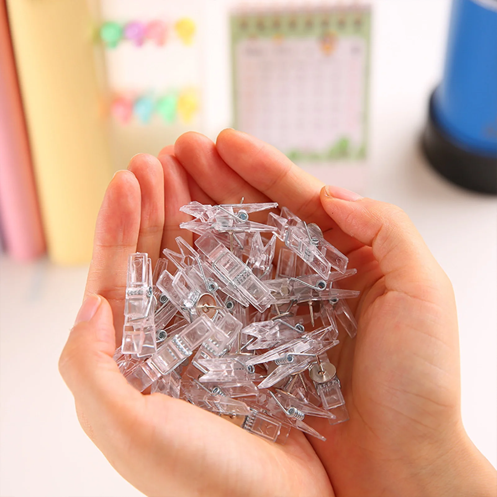 20pcs Multifunctional Clip-shaped Thumbtack Mini Clear Pegs Pins Durable Thumb Tack Clips Ins Not Hurt Photo Wall Transparent