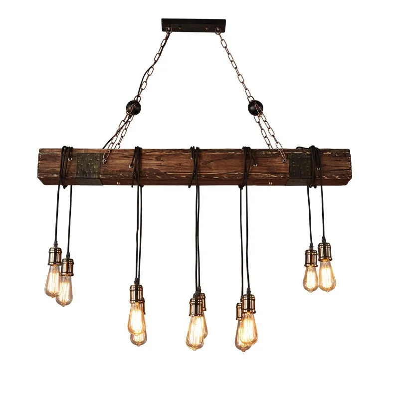 

Retro boat wood chandelier Industrial style creative restaurant Coffee shop Bar Lighting Hotel Dining table Box Personalized