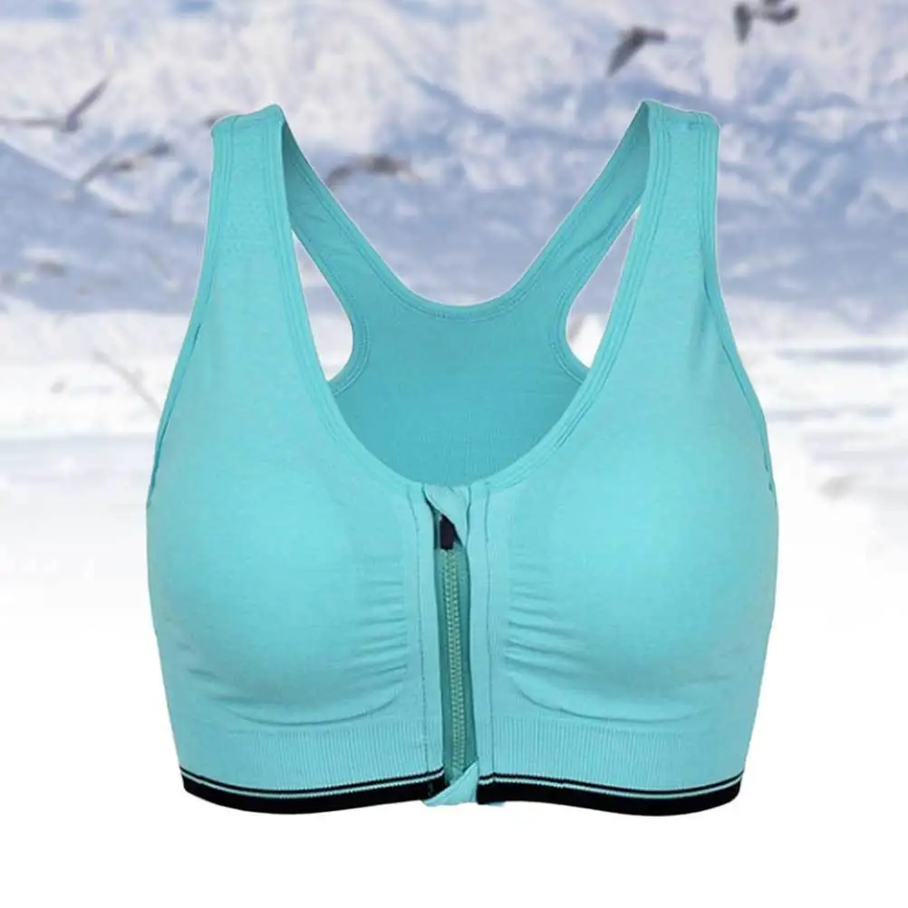 

Purple Size M Front Zipper Sports Bra Wireless Shockproof Padded Yoga Vest Breathable Sweat Absorption Tops for Running Fitness