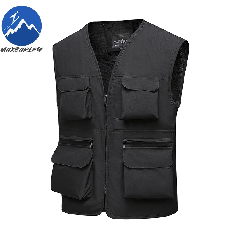 

Весенне-осенний мужской жилет для повседневной фотографии, свободное дышащее пальто без рукавов с несколькими карманами больших размеров, легкий жилет для скалолазания