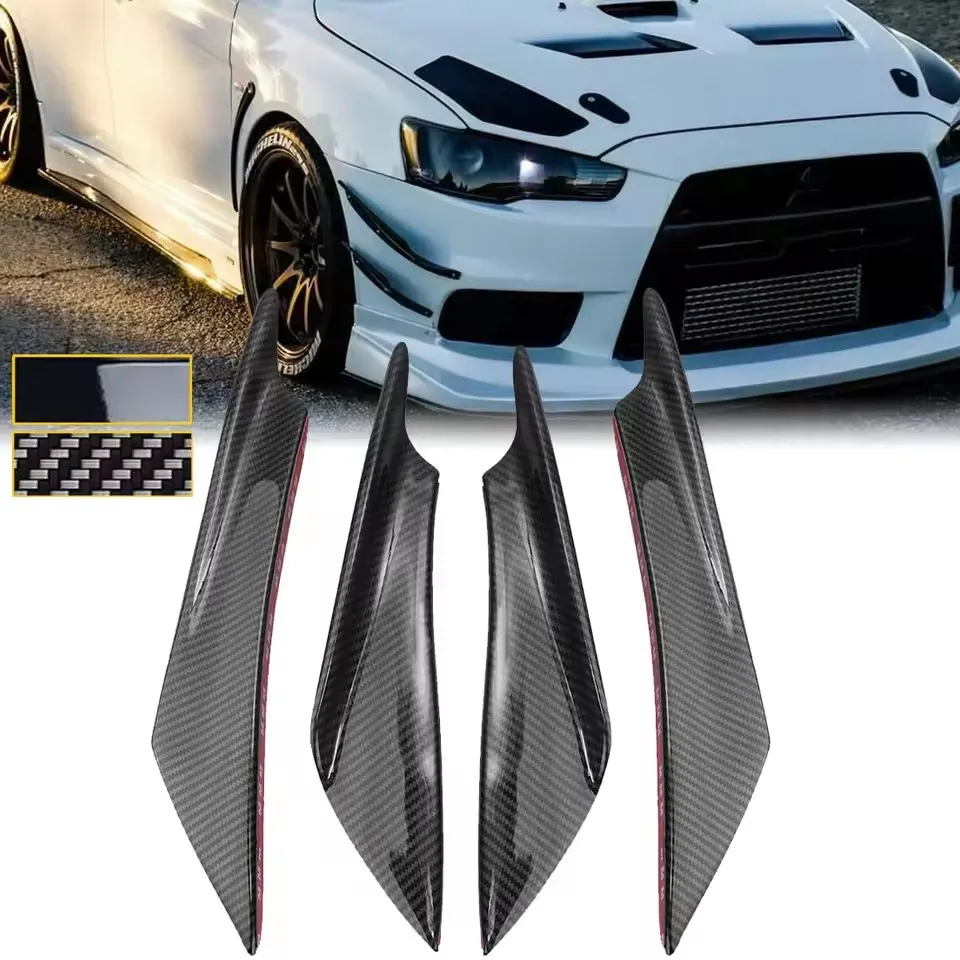 Car Modification Front Bumper Sport Wind Blade Carbon Fiber Pattern Blade Guide Wind Blade Front Bumper Spoiler