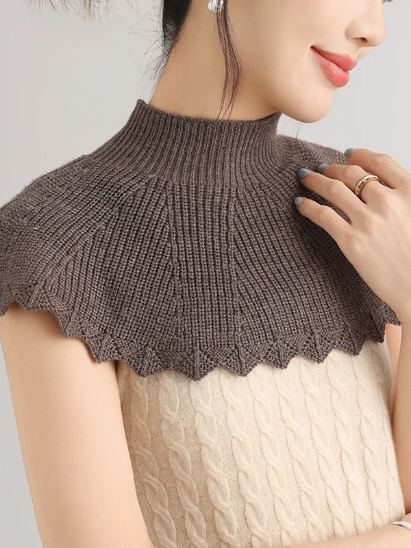 秋冬ニットショールカラーフェイクネックウォーマーハーフハイオーバーヘッドスカーフネックプロテクションスカーフ羊カシミヤフェイクシャツ