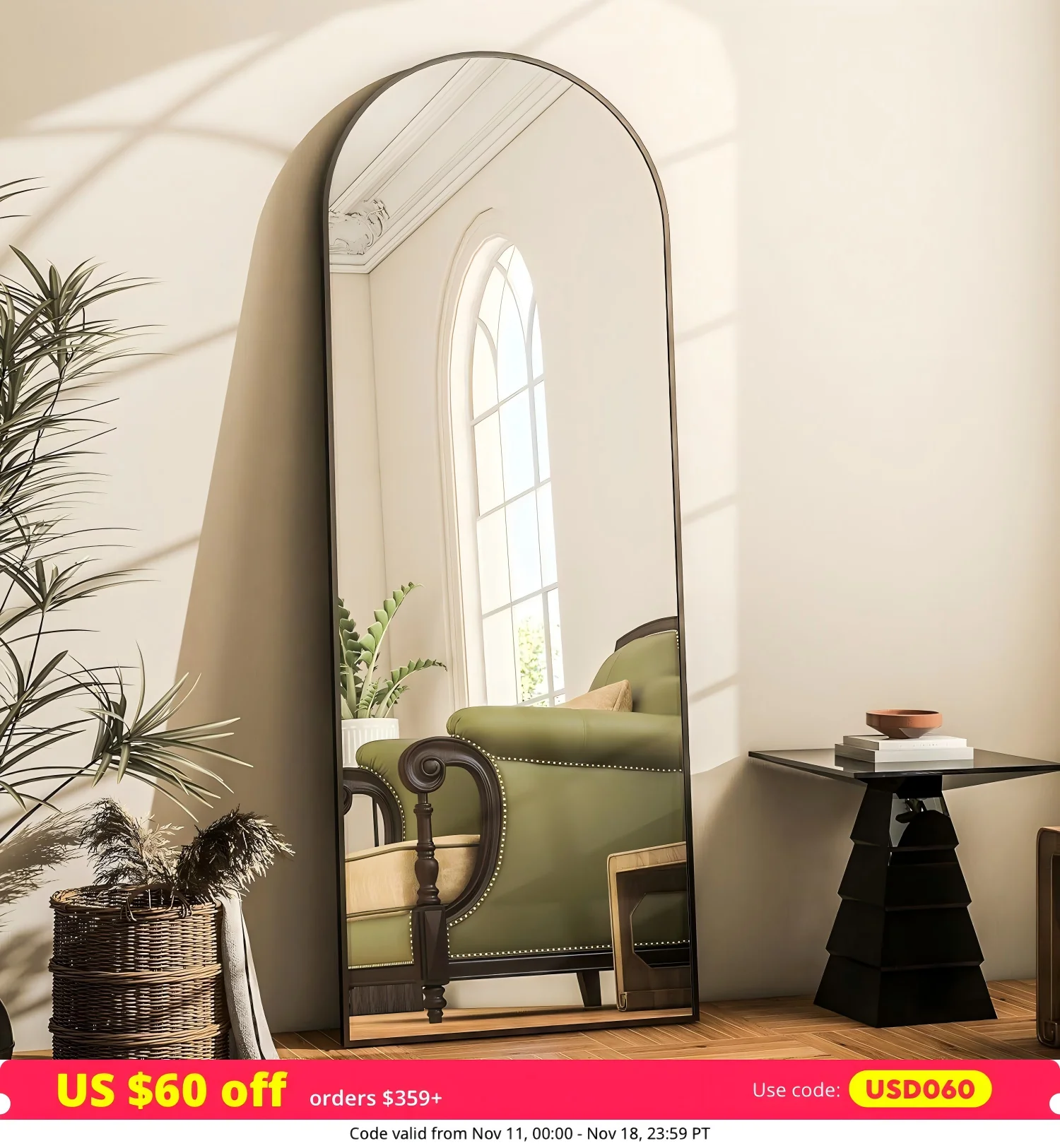 Arched Full Length Mirror Full Body Mirror, 64