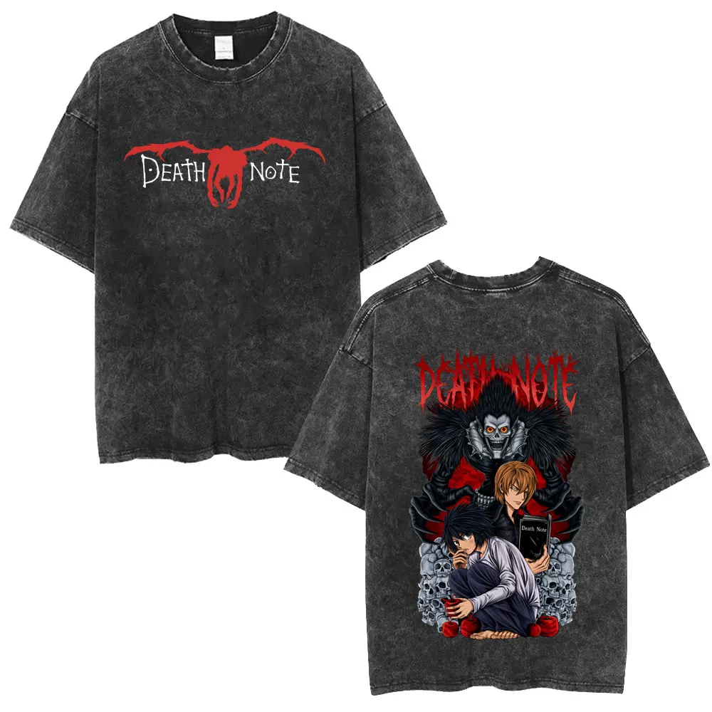Washed Vintage Anime Death Note Misa Graphic T-shirt Men Women Gothic Punk Oversized T Shirt Men's Summer Manga Retro T-shirts