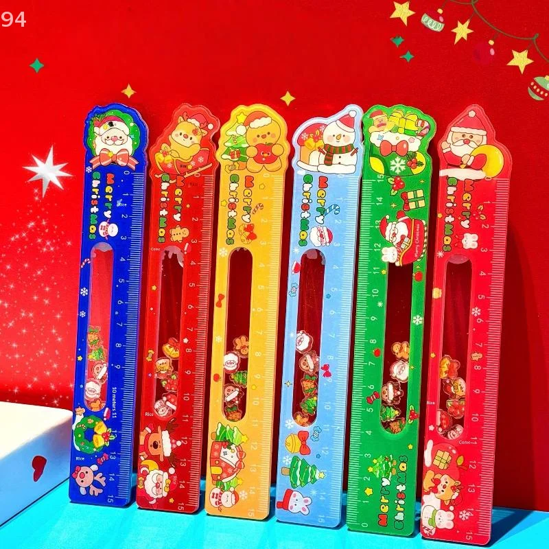 

Cartoon Santa Claus Snowman Christmas Ruler Creative Drawing Painting Tool Reward Stationery Student Gift School Supplies