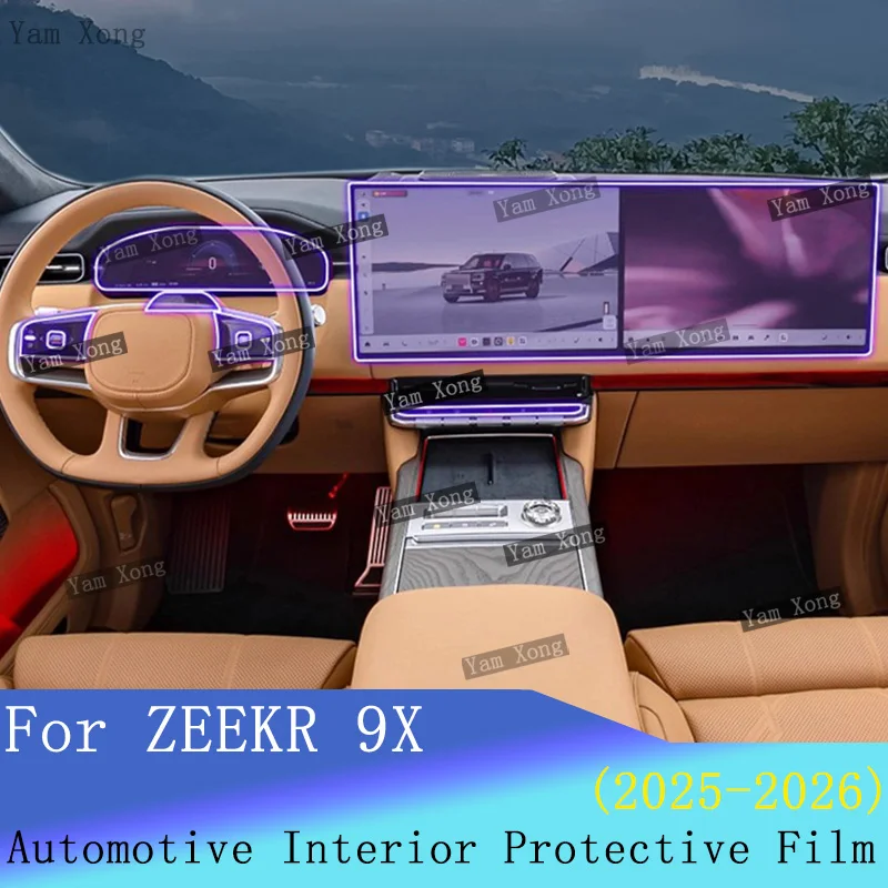 

Car Gear Panel TPU Transparent Protection Sticker For GEELY ZEEKR 9X 2025 2026 Full set interior Film GPS Navigation screen Film