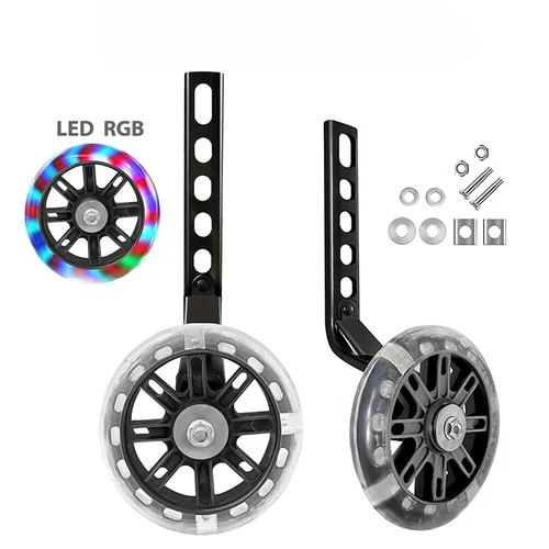 Imagen 2 del producto Ruedas de entrenamiento de bicicleta para niños, rueda silenciosa con Flash, Kit montado de estabilizador de bicicleta Compatible con bicicletas de 12 14 16 18 20 pulgadas
