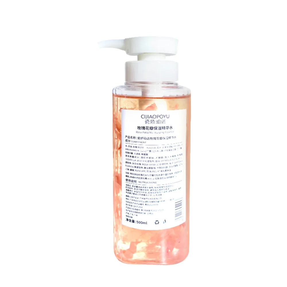 Toner all'essenza di petali di rosa 500ml idratazione idratante restringimento dei pori Refines sbiancamento della pelle schiarente Anti-età cura della pelle