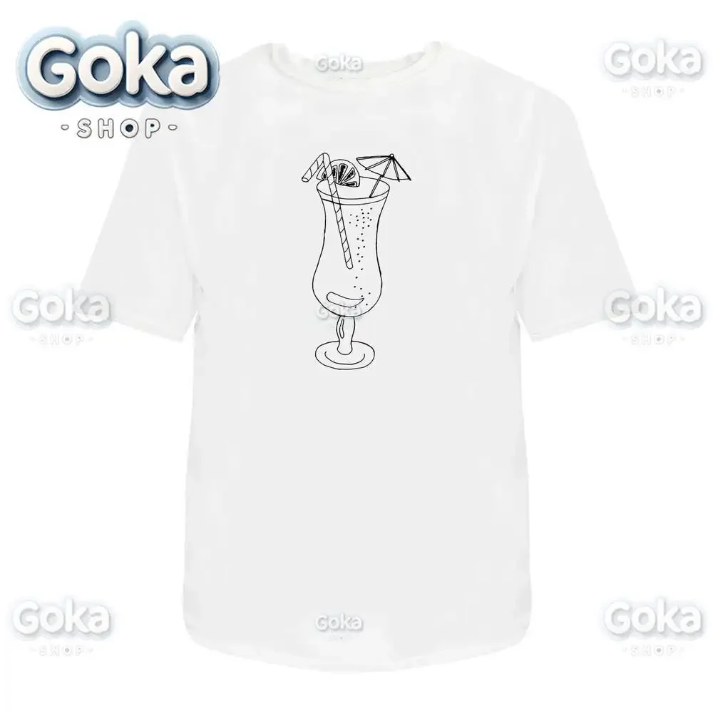 Cute Cocktail Graphic T Shirts Mens Clothing New in Tops & Tees Cotton Women Printed T-shirt Y2K Clothes Cute Funny Tshirt