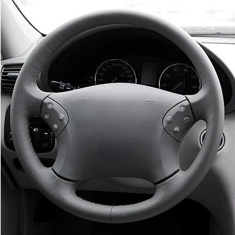 Hand-stitched Steering Wheel Cover Black Artificial Leather Car Steering Wheel Cover for Mercedes Benz W203 C-Class 2001-2007