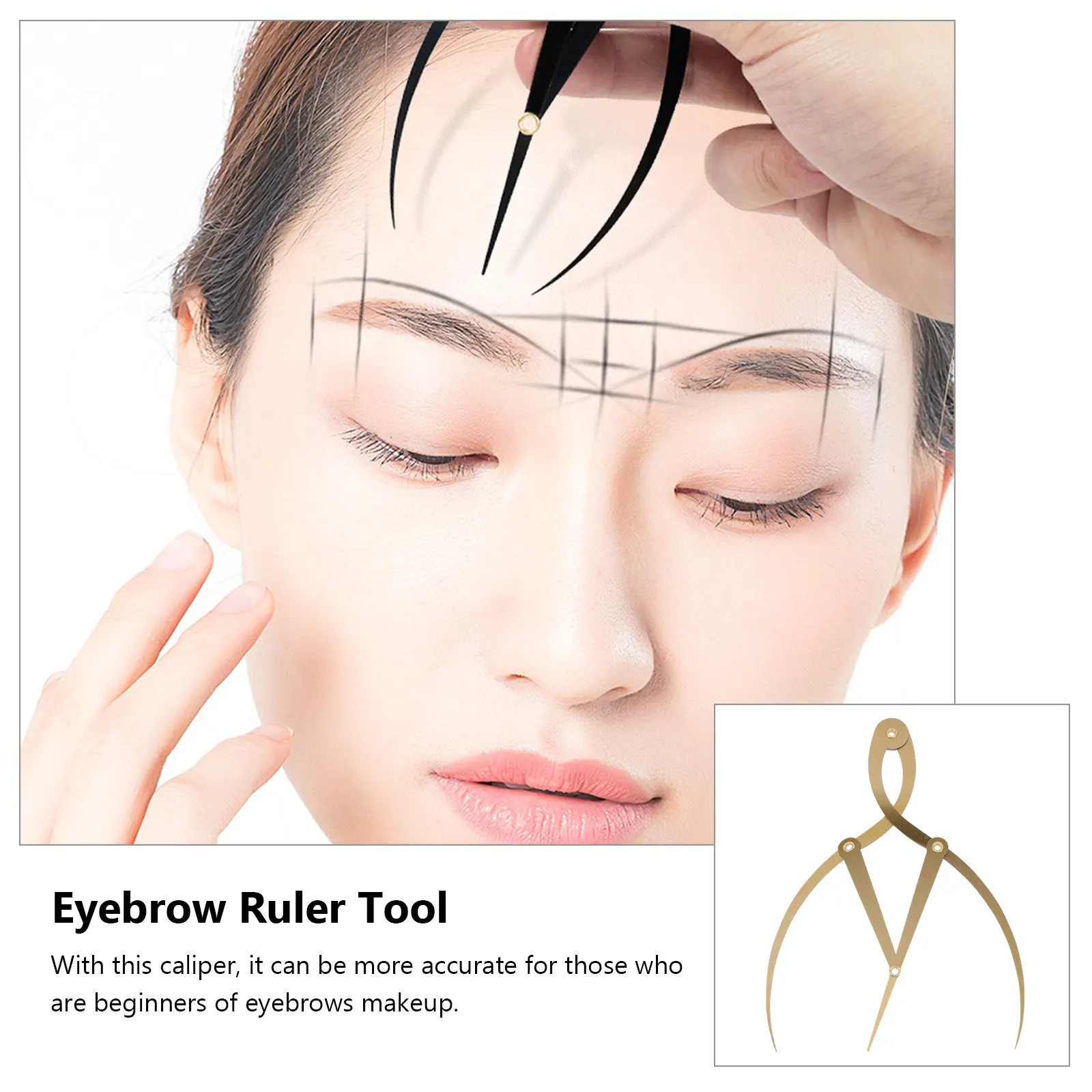 

1Pcs Eyebrow Ruler Tool Stainless Alloy Adjustable Brow Measuring Device for Precise Makeup Mapping Positioning