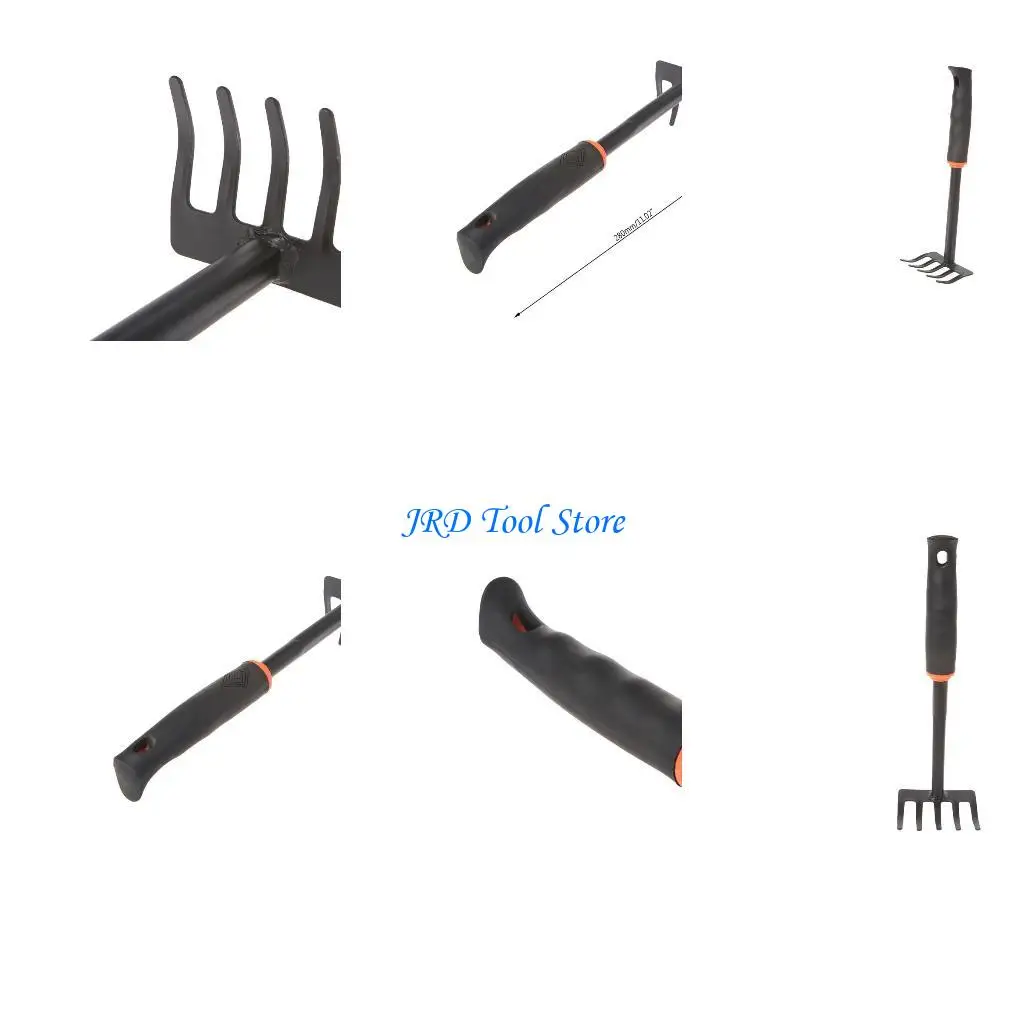 A2UD 1pc 홈 정원 이식 도구를위한 미니 스틸 레이크 미니 스틸 레이크
