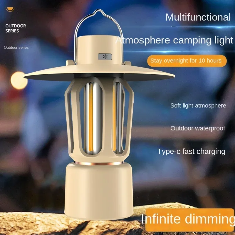 Three colors of camping lights can be hung or flat with light stand three adjustable light Suitable for outdoor camping