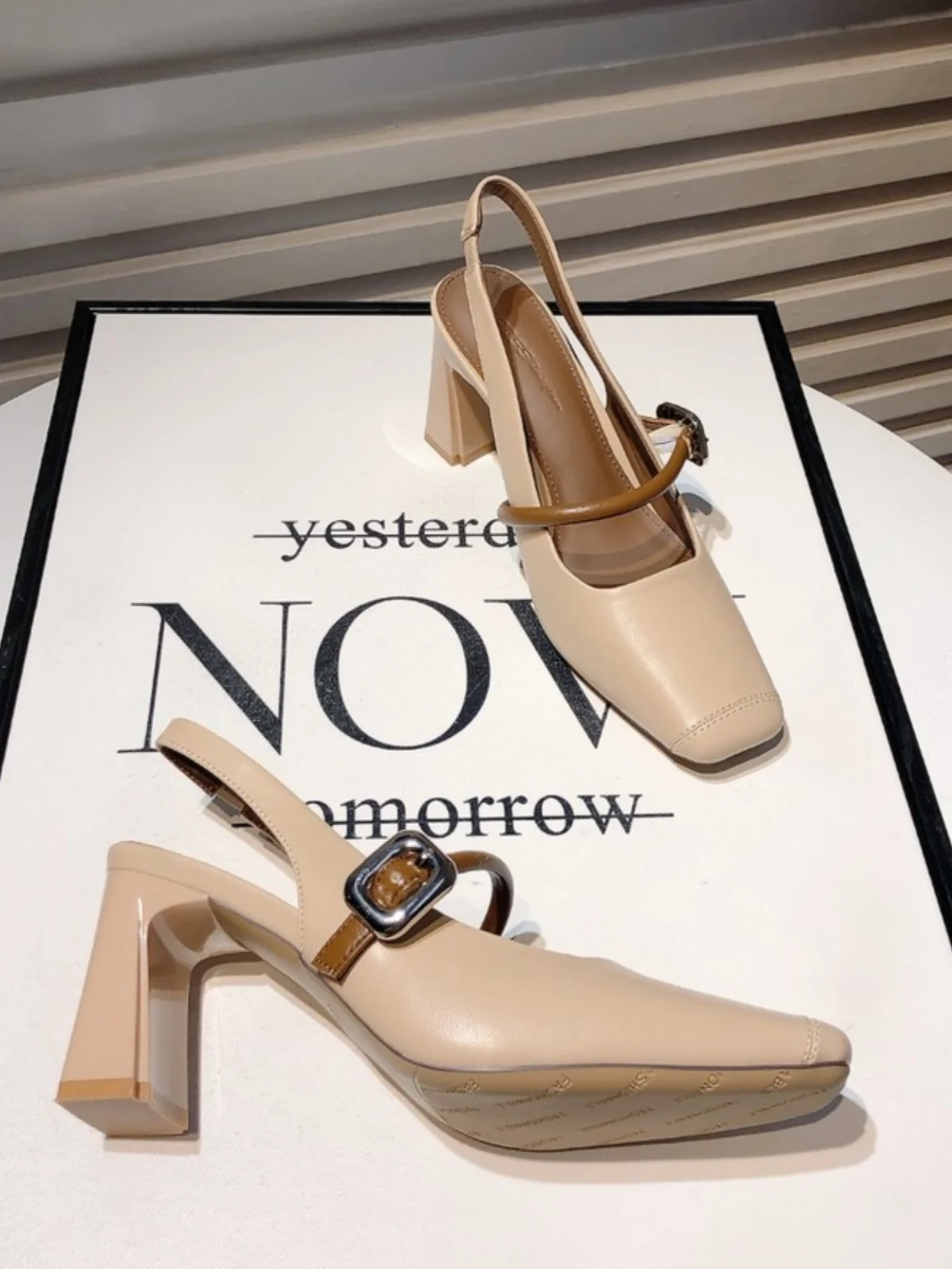 

Mary Jane High Heels Women's Summer Square Head Bule Ba Emp Thi Heel Single oes OL Versatile Commuting oes