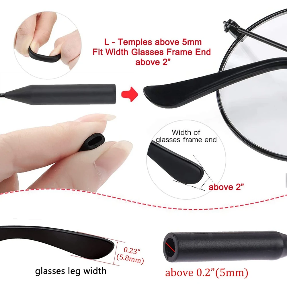 Glasses Strap Adjustable Eyewear Retainer 3Pcs Universal Fit Sports Sunglasses Retainer + 6Pcs Glasses Ear Grip