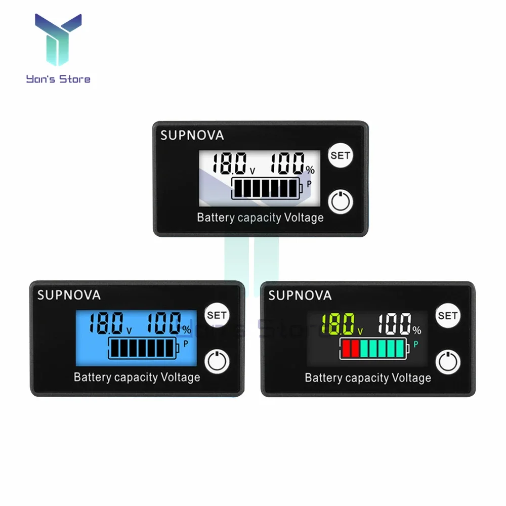 Battery Voltmeter DC8V-100V Capacity Indicator Power Meter Lead-acid Lithium LiFePO4 Car Motorcycle Voltmeter 12V 48V 60V 72V