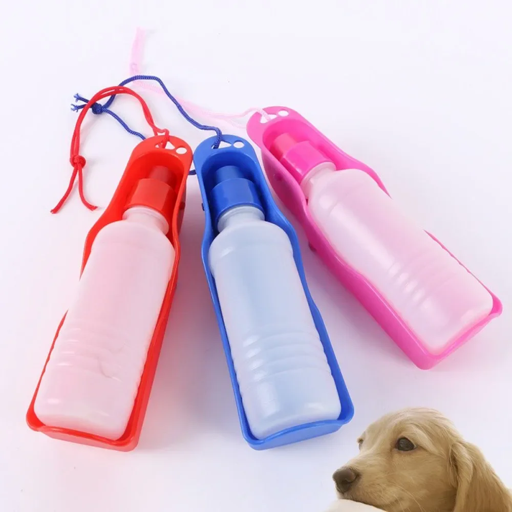 250ml Pet Dog Water Bottle Outdoor Travel Portable Pets Cap Feed Drinking Bowl Automatic Water Feeder Perro Gatos Acessorios