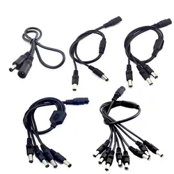 Divisor de Cable de alimentación DC12V, divisor de 1 hembra a 2, 3, 4 Y 8 macho, conector en forma de Y, divisores de 2,1mm x 5,5mm para tira de luz LED, cámara CCTV