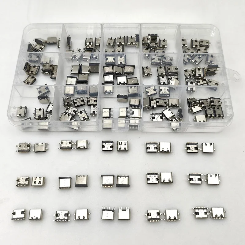 150Pcs/Box Type-C USB Jack Charging Dock Connectors 6Pin 16Pin for Phone and Digital Product Repair kit
