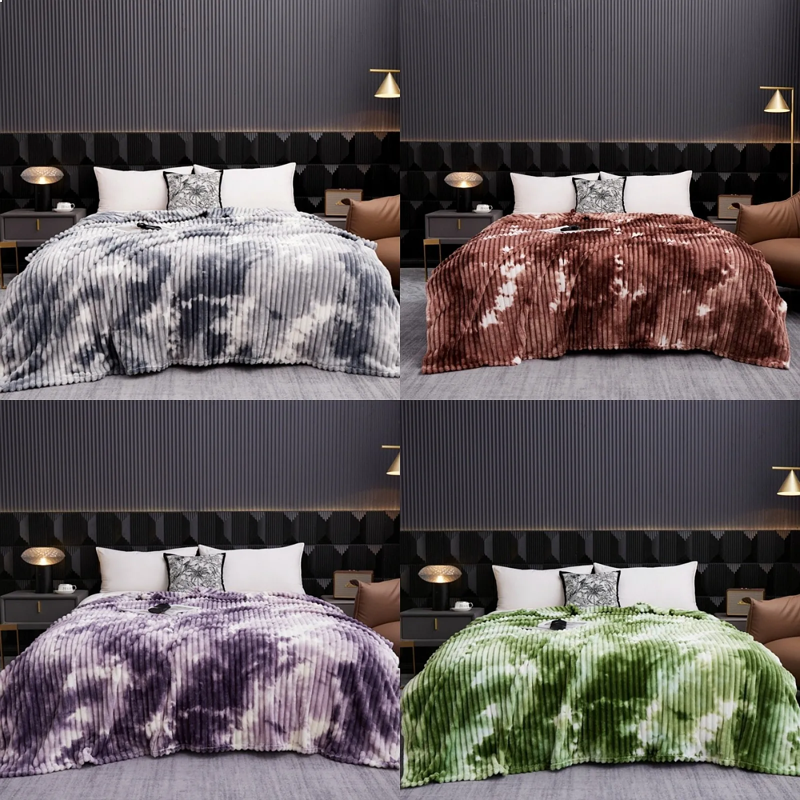 Imitation Rabbit Plush Big Draw Art Tie-Dye Throw Blanket, Soft Milk Plush Sofa Couch Cover, Casual Warm Blanket